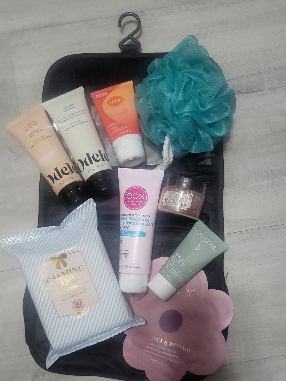 Bath & Body Skincare Set with Teal Pouf